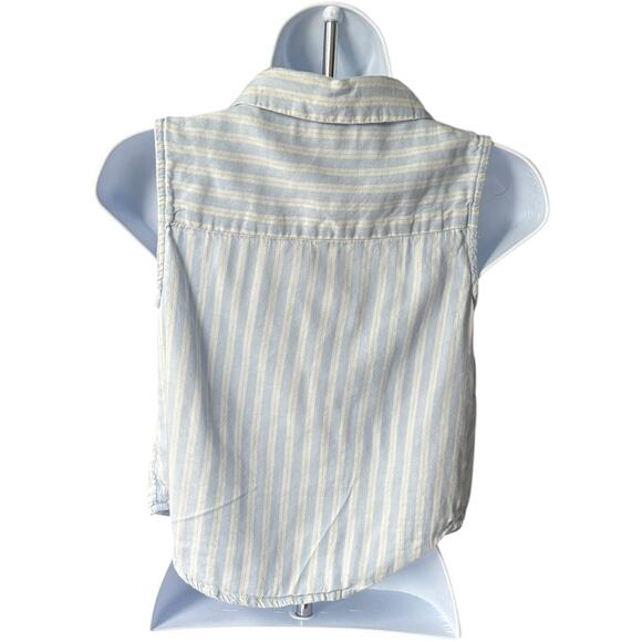 SO Goods for Life XS Sleeveless Button Front Striped Shirt Blue Cotton Modal - Picture 2 of 5